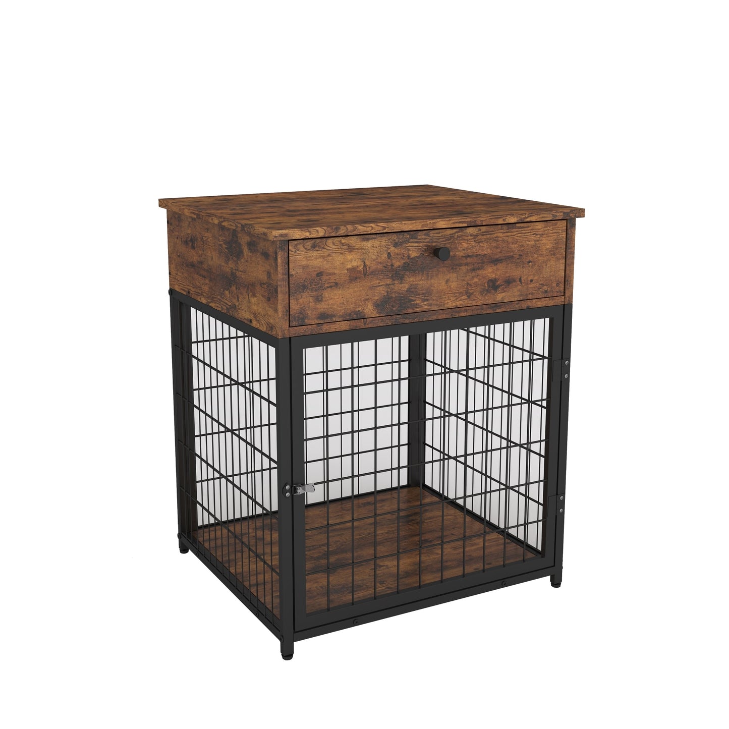 [Flash Sale] Wooden Dog Kennel Dog Crate Rustic Brown&amp;Grey End Table Nightstand[US-Stock]