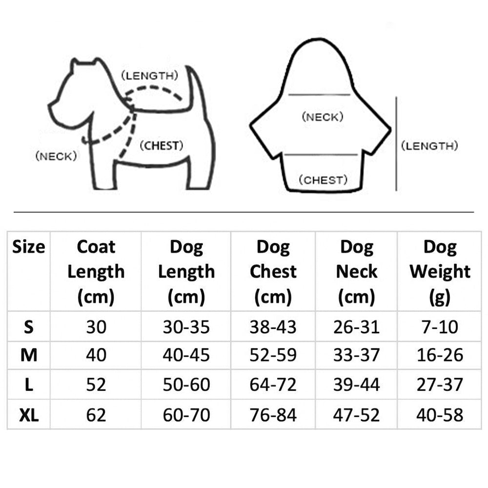 Reflective Dog Raincoat Size S-XL