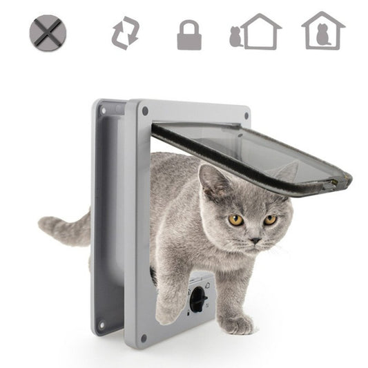 4 Way Lockable Pet Door Flap For Small Kitten Dog Tiny Puppy