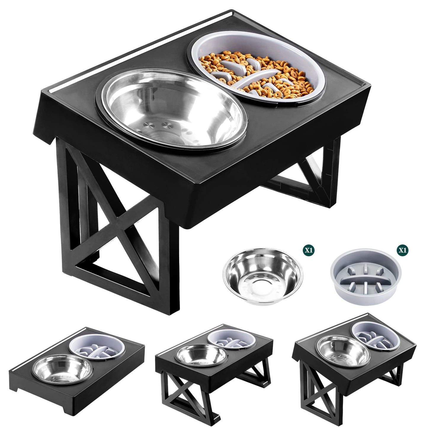 Elevated Dog Bowls 3 Adjustable Heights  Standing Dog Bowl for Medium Large Dogs