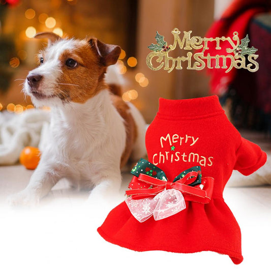 Pet Christmas Dress  Beautiful Comfortable Breathable  Dog Two-legged Clothes for Christmas