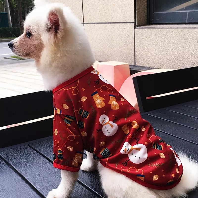 Christmas Dog Clothes Polyester Keep Warm Jacket Shirt Coat