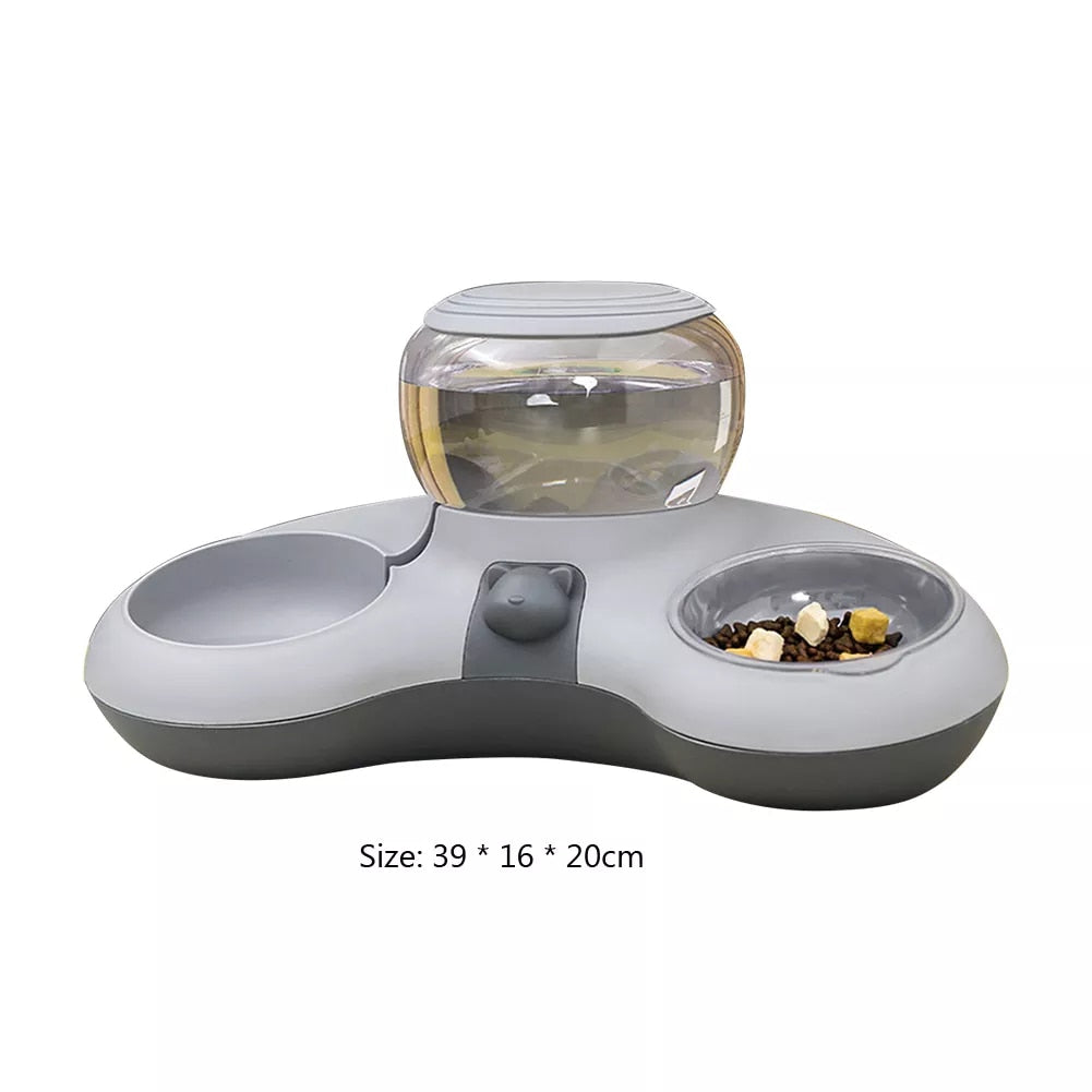 VKTECH Pet Cat Bowl Automatic Feeder Dog Cat Food Bowl With Water Fountain Double Bowl Drinking Raised Stand Dish Bowls For Cats