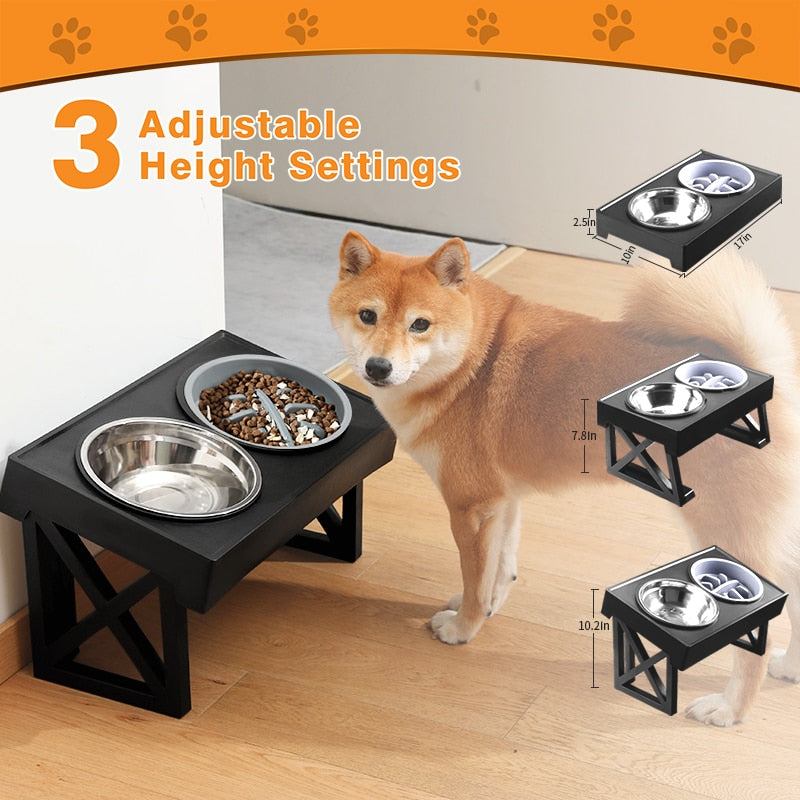 Elevated Dog Bowls 3 Adjustable Heights  Standing Dog Bowl for Medium Large Dogs