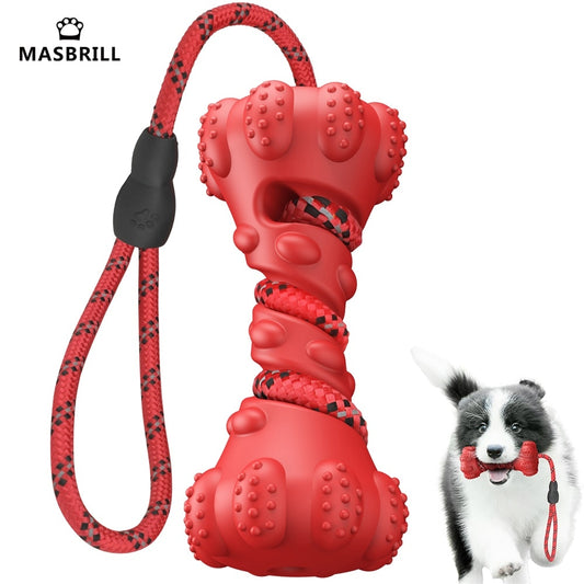 MASBRILL Pet Dog Toy Interactive Rubber Dumbbell for Small Large Dogs