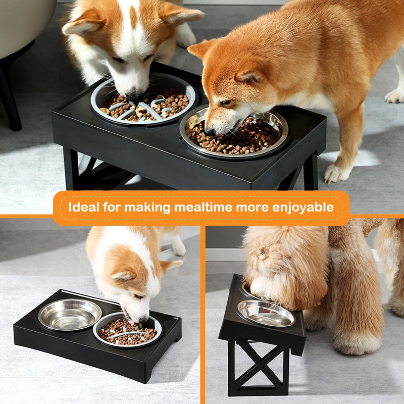 Elevated Dog Bowls 3 Adjustable Heights  Standing Dog Bowl for Medium Large Dogs