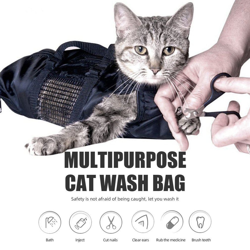 OUTAD Upgraded Mesh Cat Grooming Bathing Bag