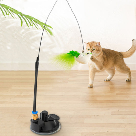 Funny Simulation Feather Bird with Bell Cat Stick Toy