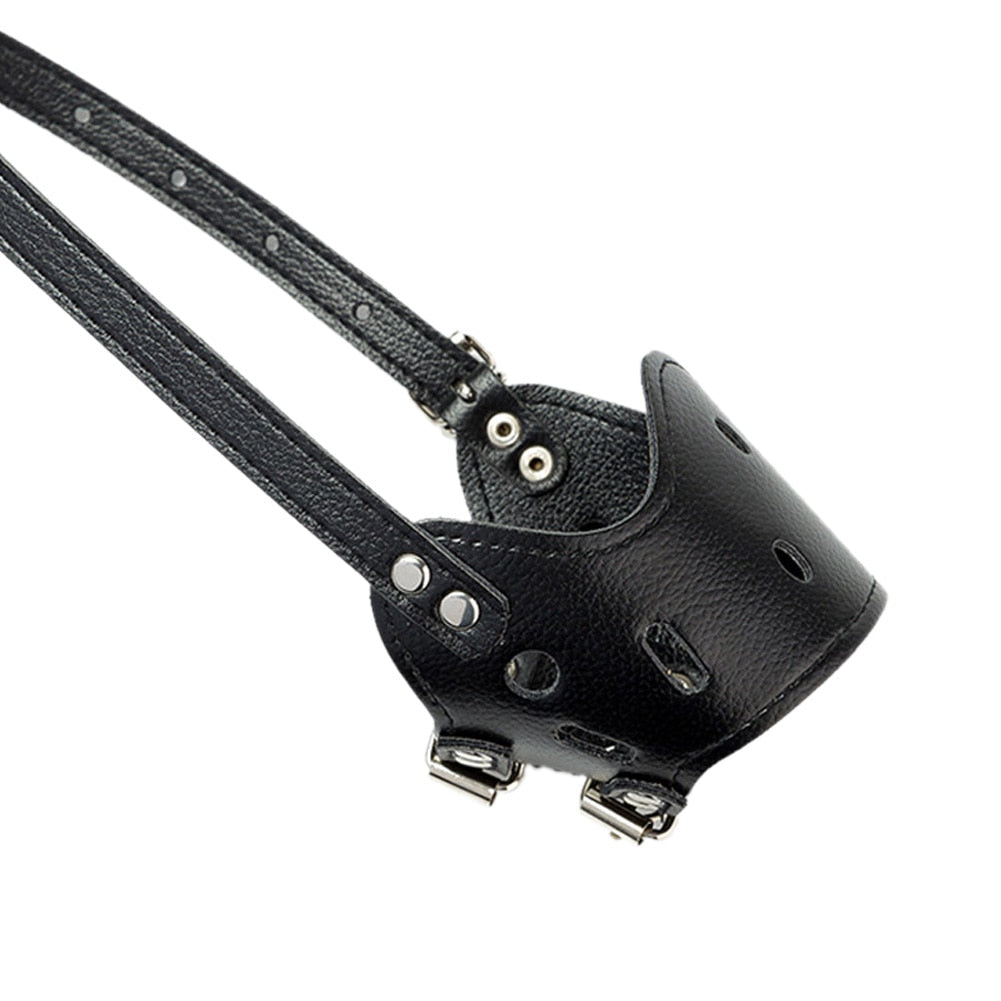 Adjustable Leather Pet Dog Muzzle