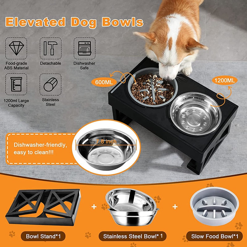 Elevated Dog Bowls 3 Adjustable Heights  Standing Dog Bowl for Medium Large Dogs