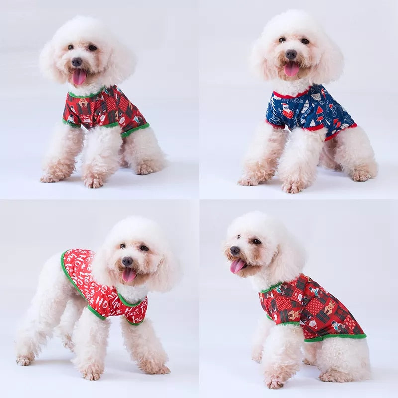 Christmas Dog Clothes Polyester Keep Warm Jacket Shirt Coat