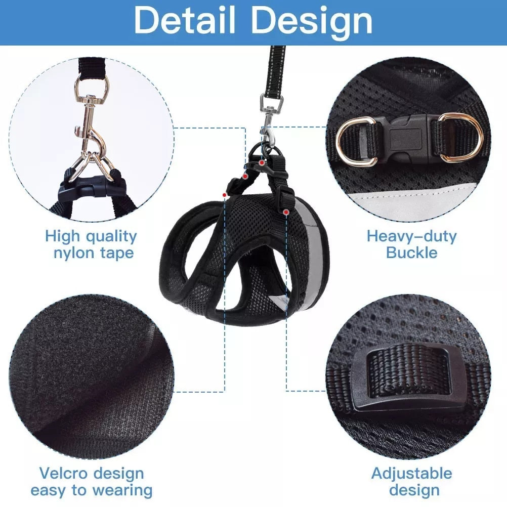 Breathable Cat Harness And Leash  Adjustable