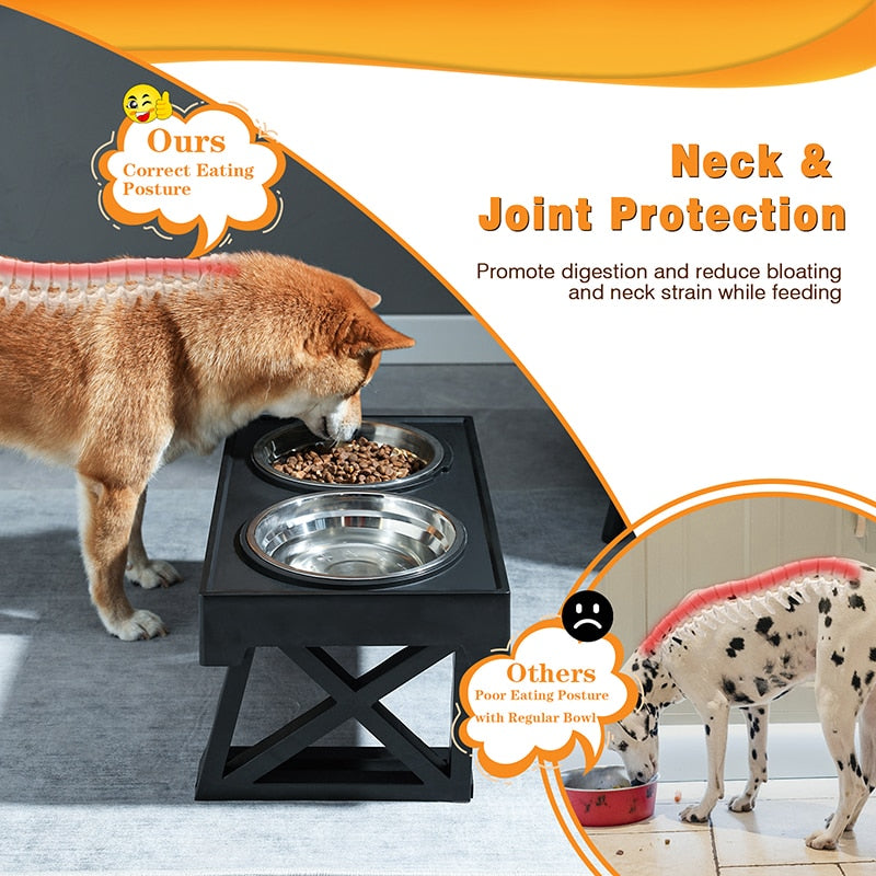 Elevated Dog Bowls 3 Adjustable Heights  Standing Dog Bowl for Medium Large Dogs