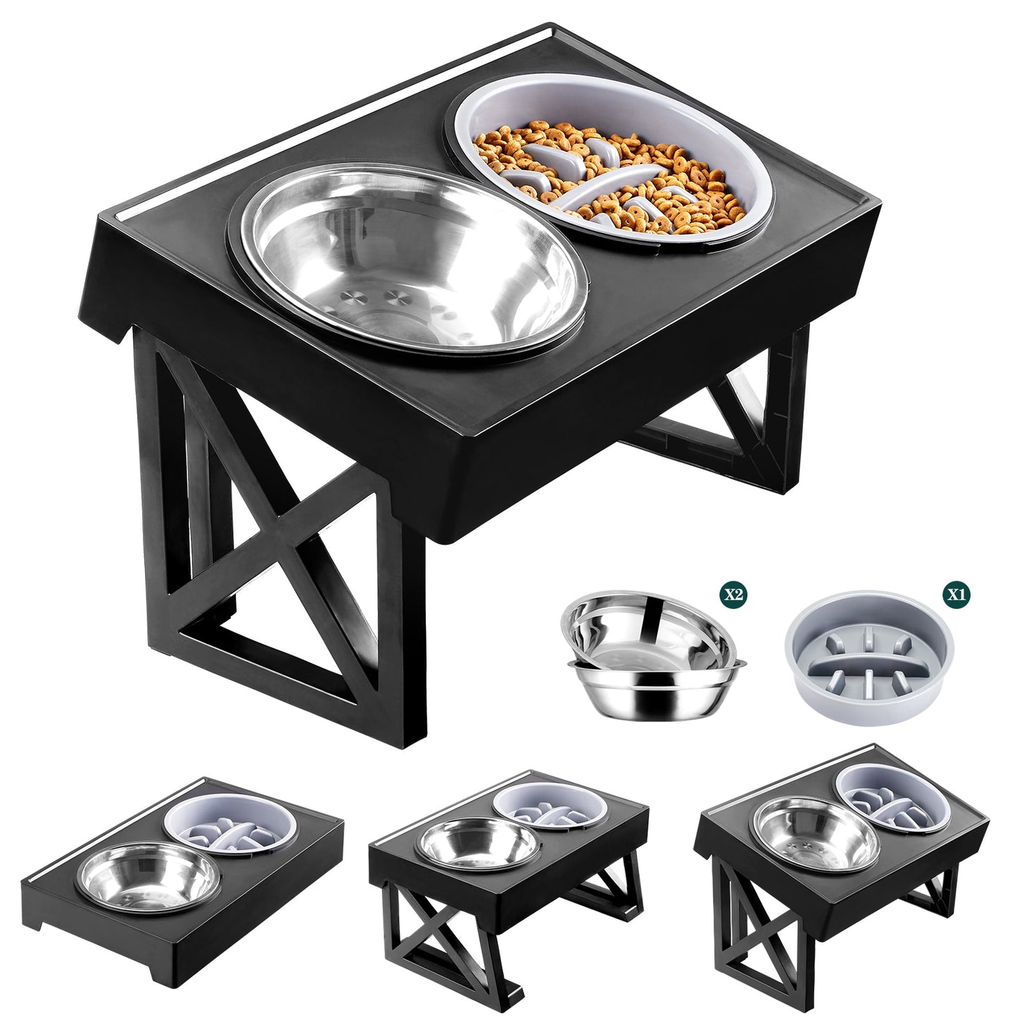 Elevated Dog Bowls 3 Adjustable Heights  Standing Dog Bowl for Medium Large Dogs