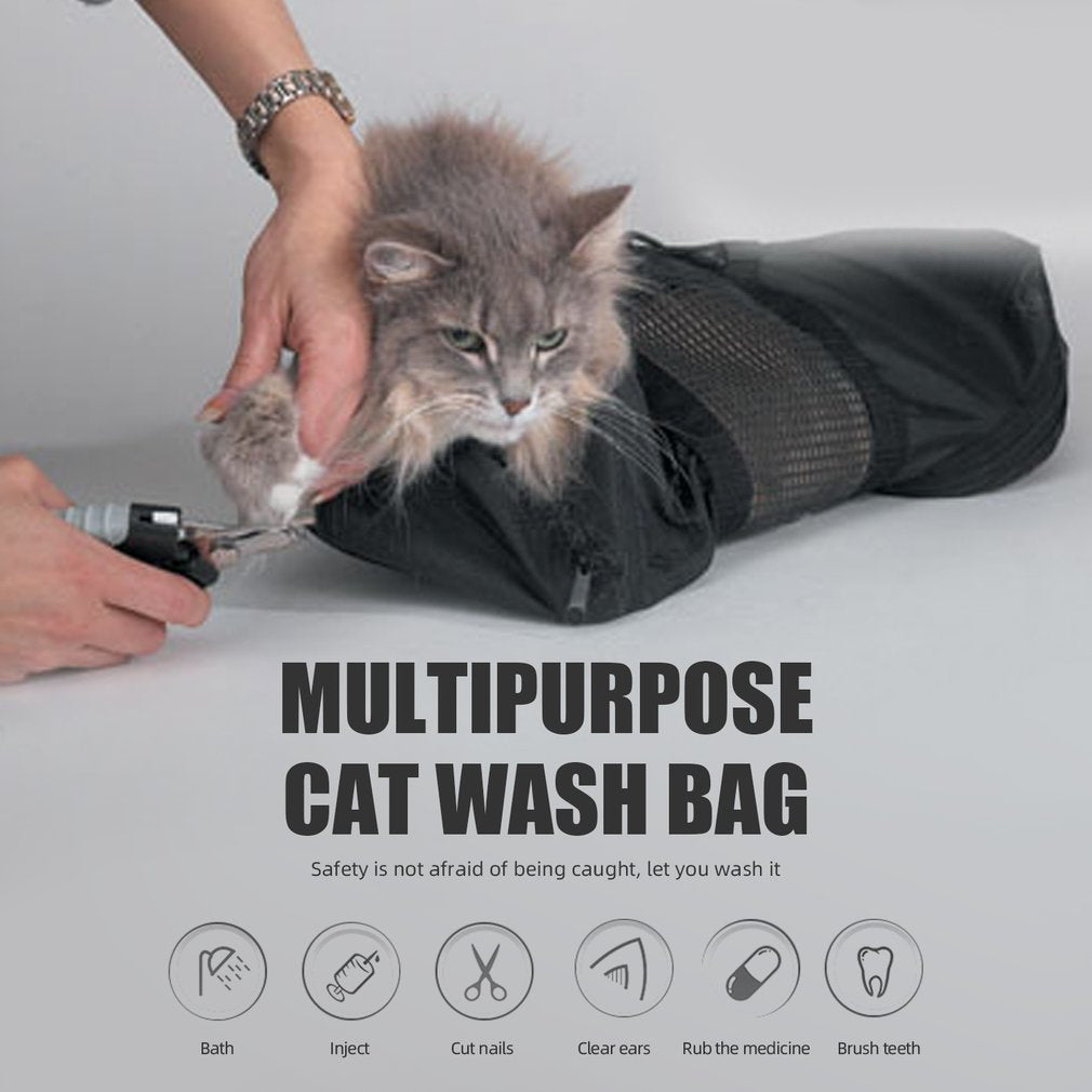 OUTAD Upgraded Mesh Cat Grooming Bathing Bag