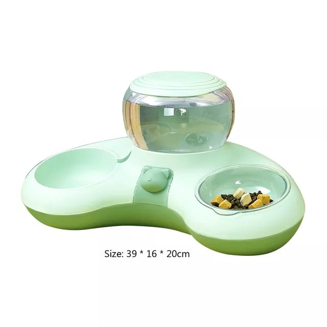 VKTECH Pet Cat Bowl Automatic Feeder Dog Cat Food Bowl With Water Fountain Double Bowl Drinking Raised Stand Dish Bowls For Cats