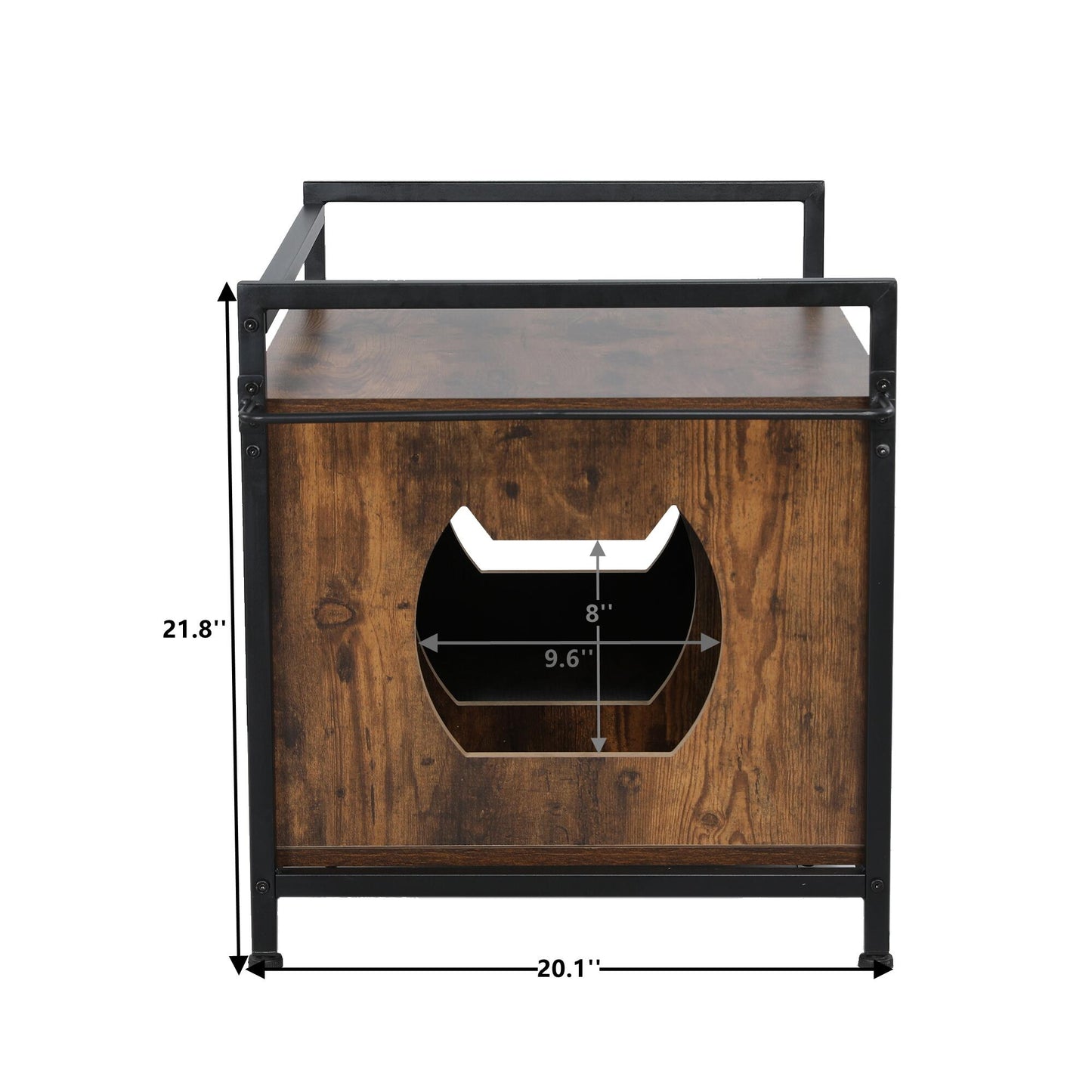 Cat Dog House Nightstand 30 inches Hidden  Litter Box, Pet Crate with Iron and Wood Sturdy Structure[US-Stock]